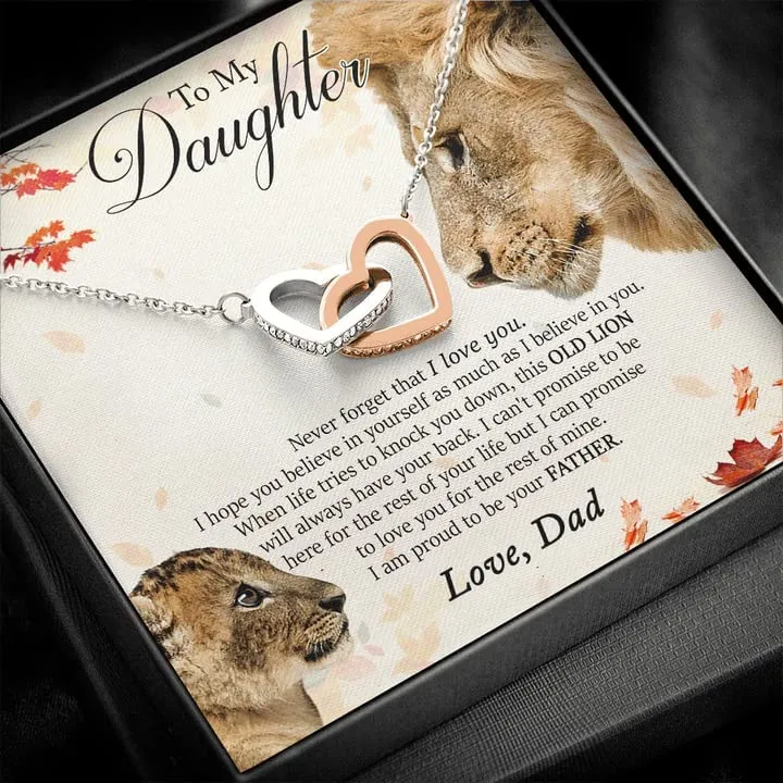 Gifts to My Daughter Necklace, This Old Lion Will Always Have Your Back, Daughter Necklace From Dad, Father's Day Gift