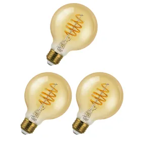 Globe G25 E26 Decorative Swizzle Filament Amber LED Light Bulb 2200K - 24 Pack