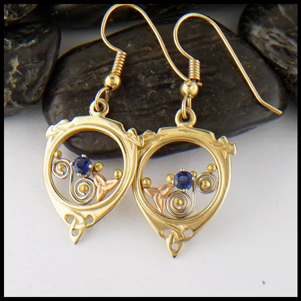 Gold and Sapphire Earrings