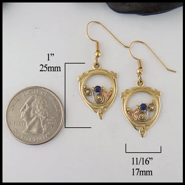 Gold and Sapphire Earrings