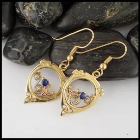 Gold and Sapphire Earrings