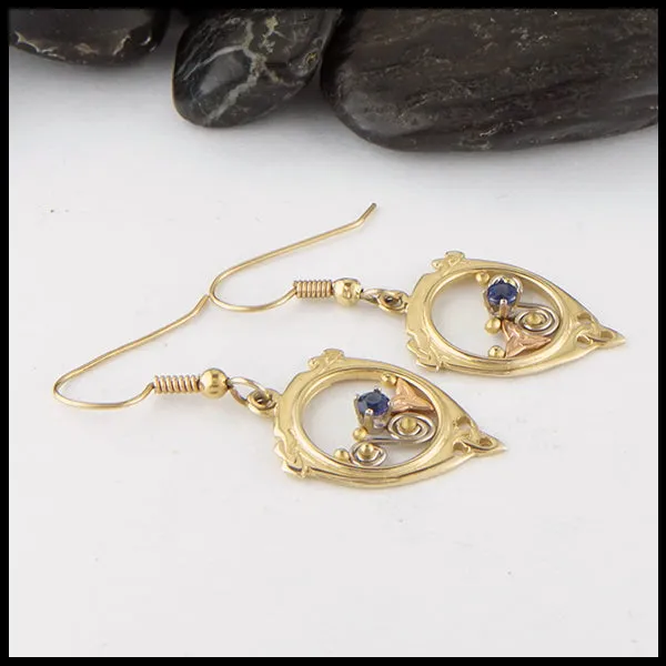 Gold and Sapphire Earrings