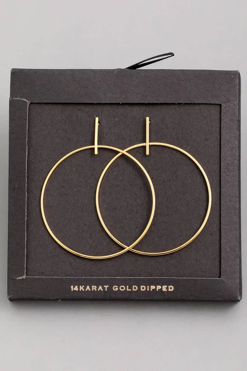 Gold Dipped Thin Hoop Drop Earrings