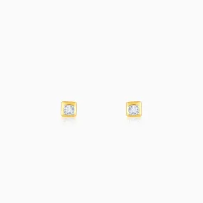 Gold Fair and Square Diamond Earrings