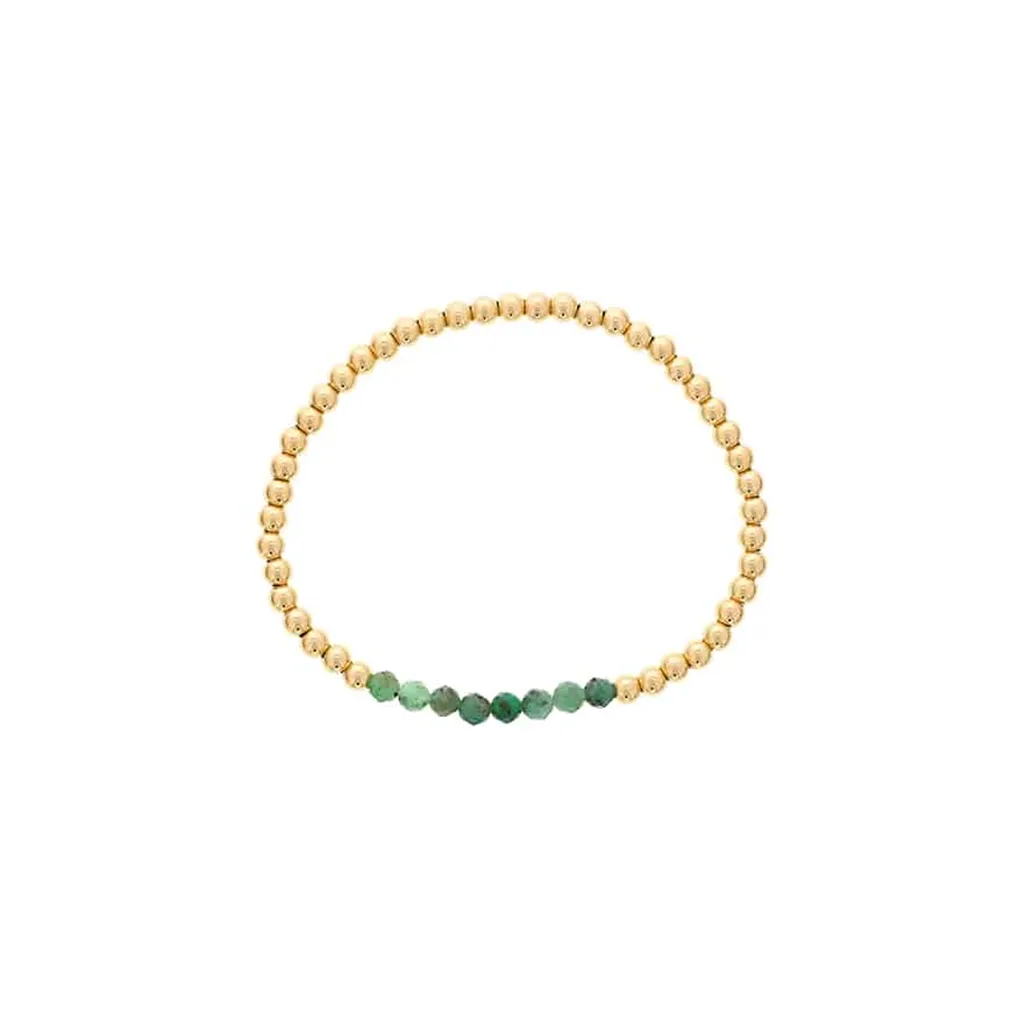 Gold Filled Emerald Bead Stretch Bracelet by Dee Berkley