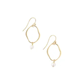 Gold Plated Oval Earrings with Pearl