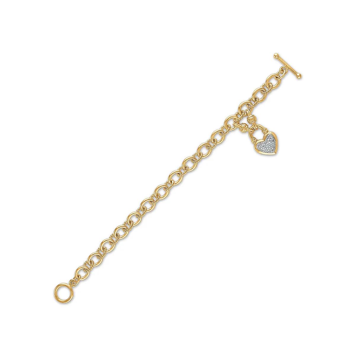 Gold Plated Sterling Silver Toggle Diamond Heart Bracelet