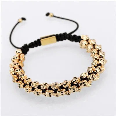 Gold Skull Braided Bracelet