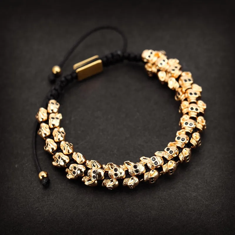 Gold Skull Braided Bracelet