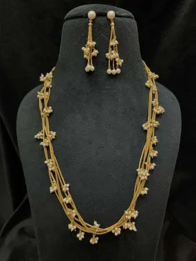 Gold Tone Kemp Pearl Layer Necklace