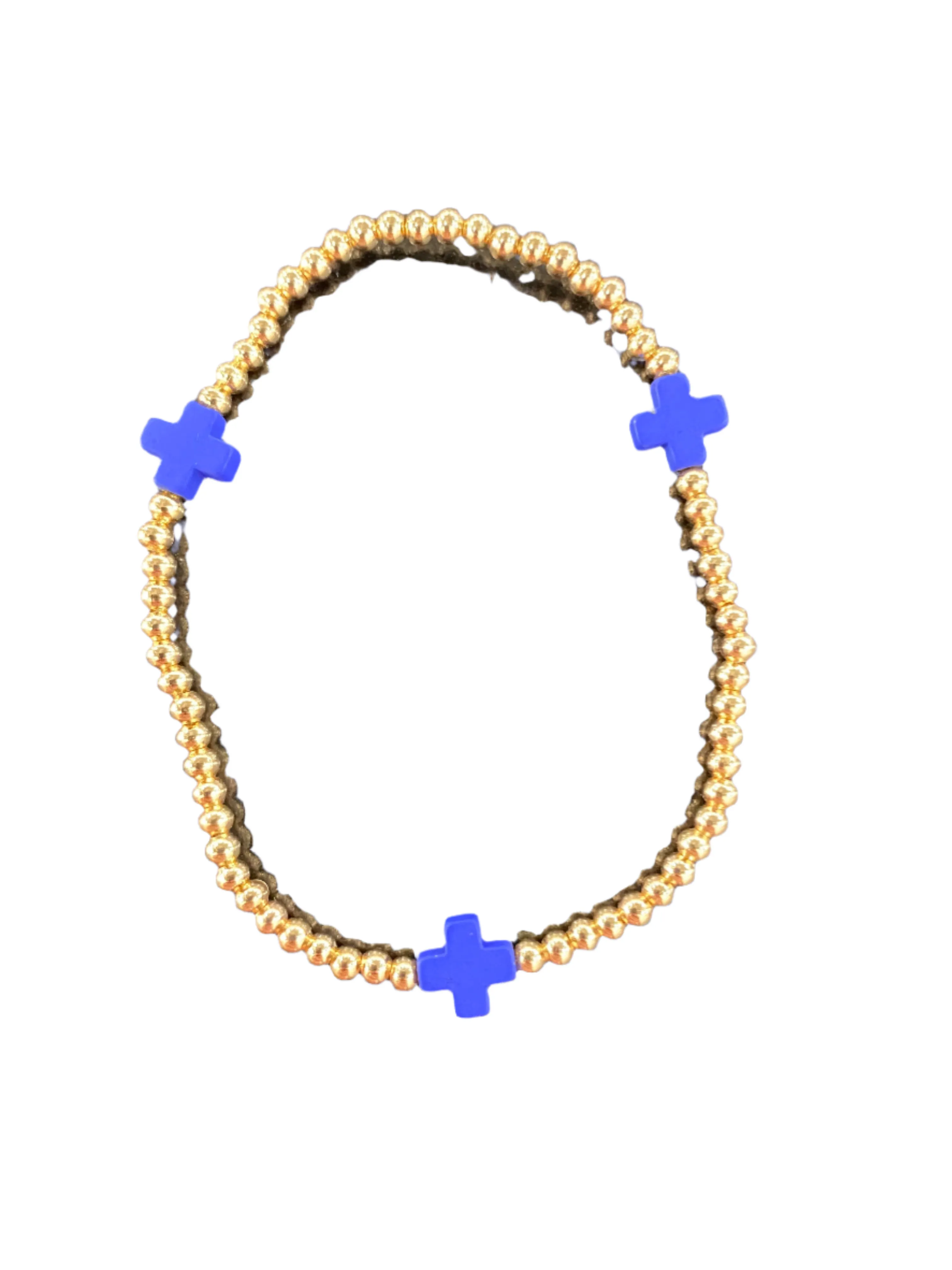 Gold with Blue Cross Bracelet