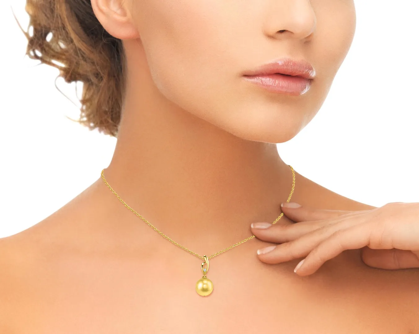 Golden South Sea Pearl & Diamond Asterie Pendant