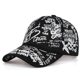 Graffiti printing baseball cap Adjustable cotton hip hop street hats Spring summer outdoor leisure hat Couple caps