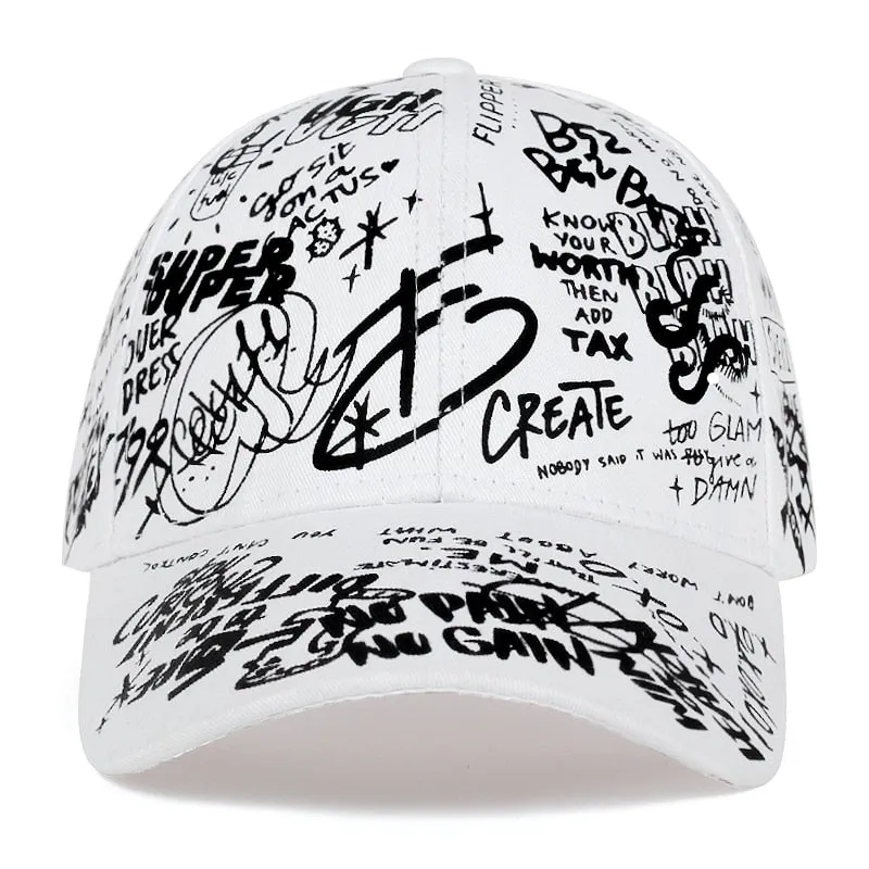 Graffiti printing baseball cap Adjustable cotton hip hop street hats Spring summer outdoor leisure hat Couple caps