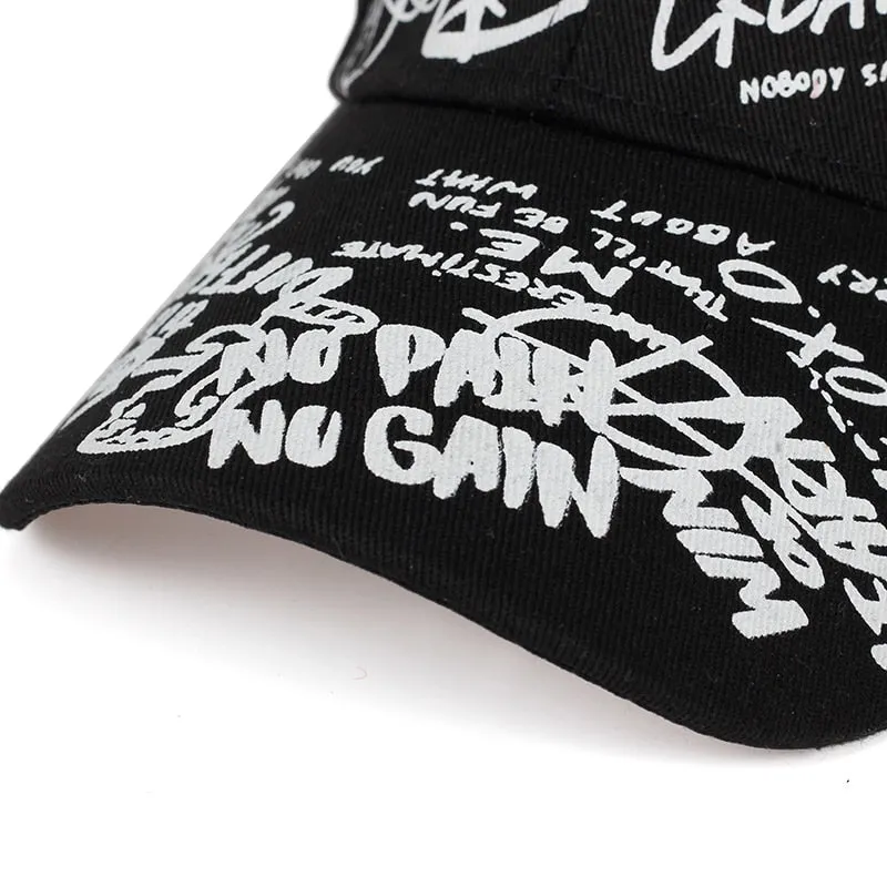 Graffiti printing baseball cap Adjustable cotton hip hop street hats Spring summer outdoor leisure hat Couple caps