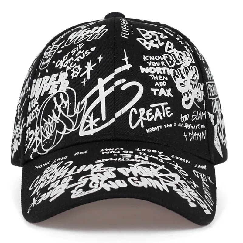 Graffiti printing baseball cap Adjustable cotton hip hop street hats Spring summer outdoor leisure hat Couple caps