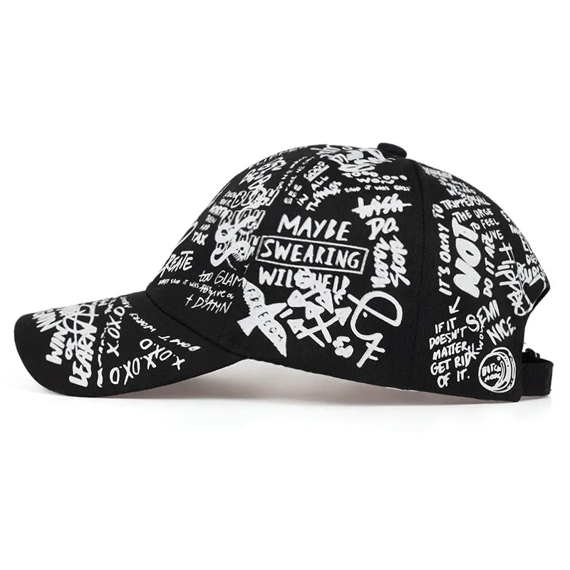 Graffiti printing baseball cap Adjustable cotton hip hop street hats Spring summer outdoor leisure hat Couple caps