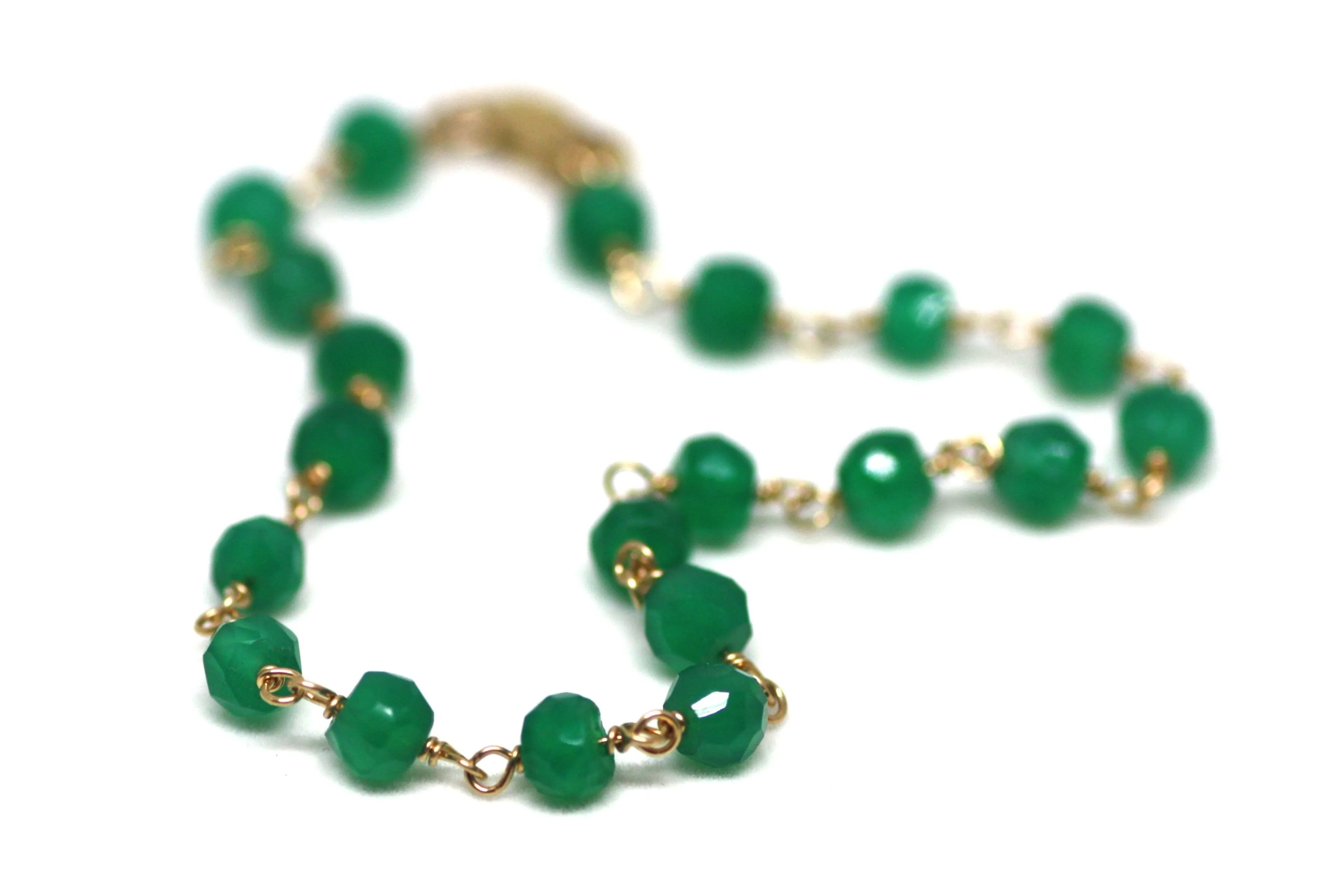 Green Onyx Bracelet in Wire Wrapped Gold