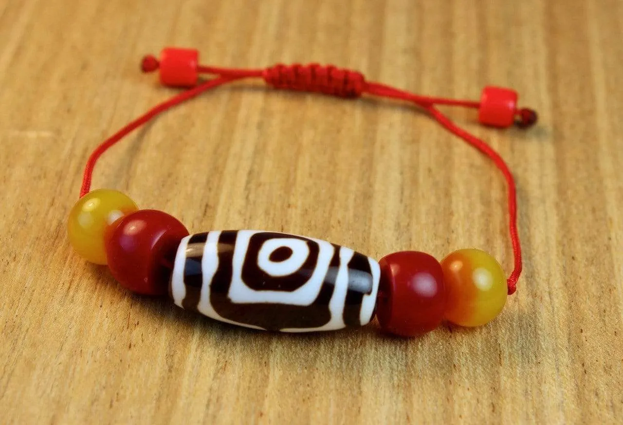 Guardian Dzi Bead Bracelet With Amber