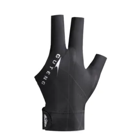 GUTENG Three Finger Thin Breathable Wear-Resistant Non-Slip Snooker Billiard Gloves, Style: Left Hand Half Finger (Printed Black)