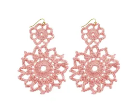 Hand Crochet Double Flower Earrings