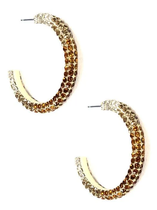 HE2066 Ombre Pave Hoop Earrings