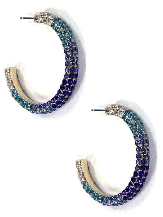 HE2066 Ombre Pave Hoop Earrings