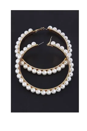 Hoop Pearl Beaded Earrings