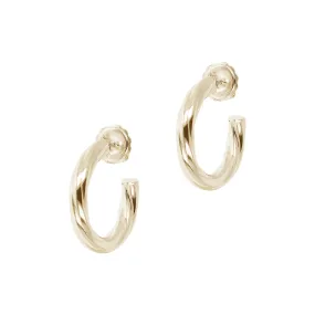 Italian Sterling Silver 3/4" Polished/Twisted Half Hoop Earrings