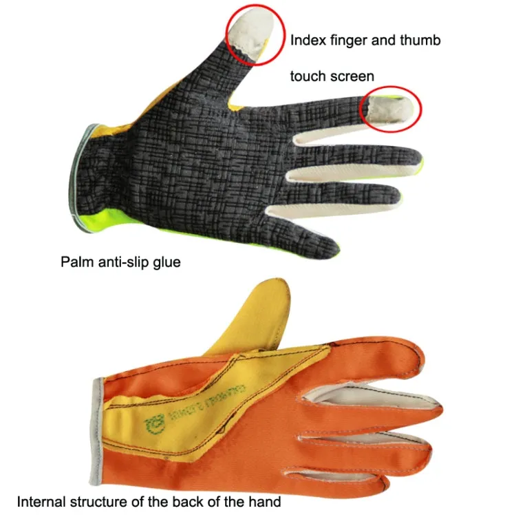 JUNGLE LEOPARD Outdoor Sports Mountaineering Full Finger Gloves Mesh Touch Screen Anti-Skid Gloves, Size: L(Orange Yellow)