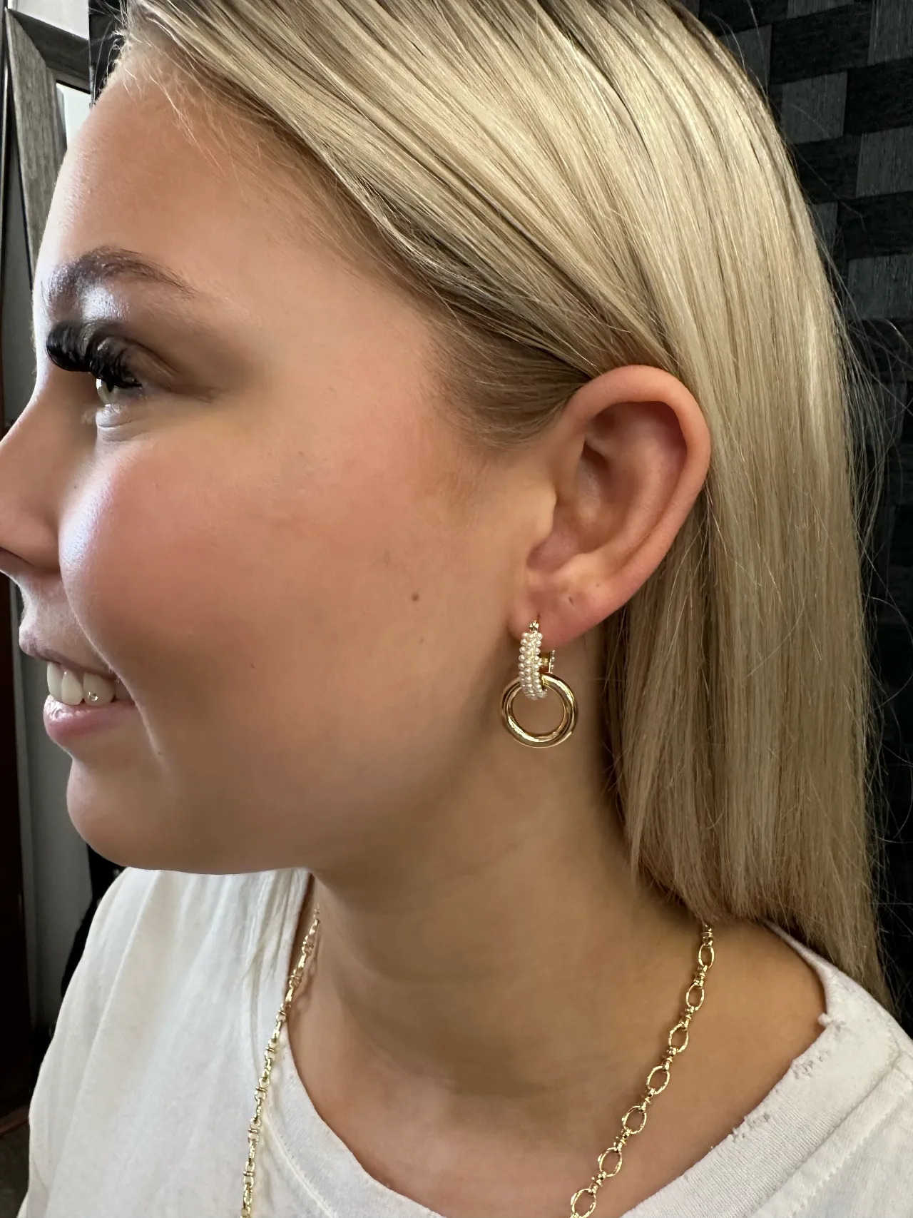 Kinsey Designs Holland Pearl Hoop gold-filled earrings