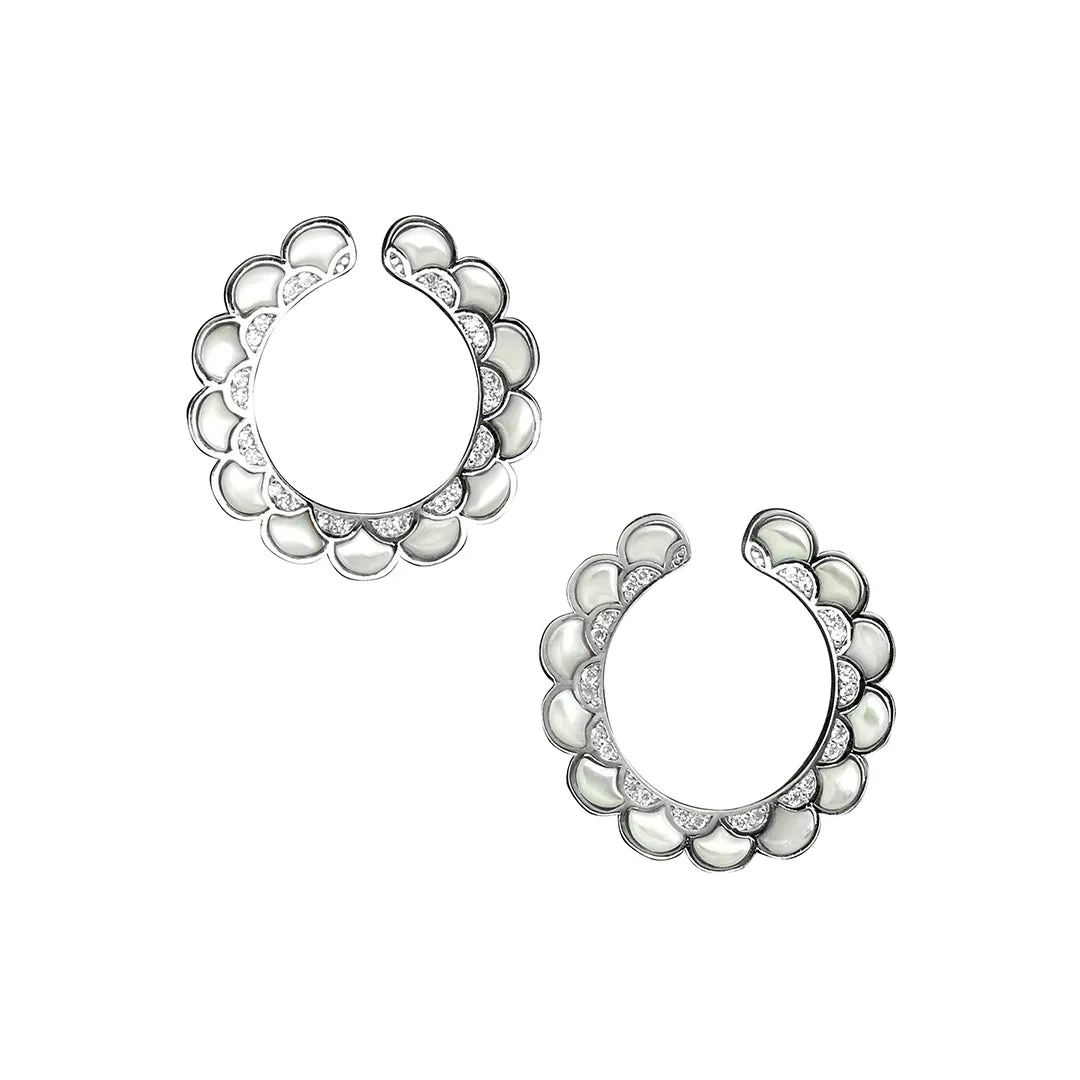 Koi Cascade Mother of Pearl Hoop Sterling Silver Earrings I Jan Leslie