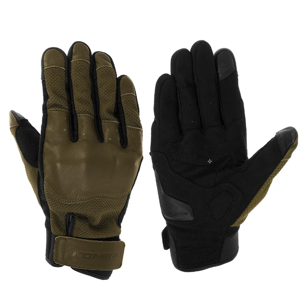 KOMINE GK-2563 CE PROTECT LEATHER MOTORCYCLE GLOVES TURTLE