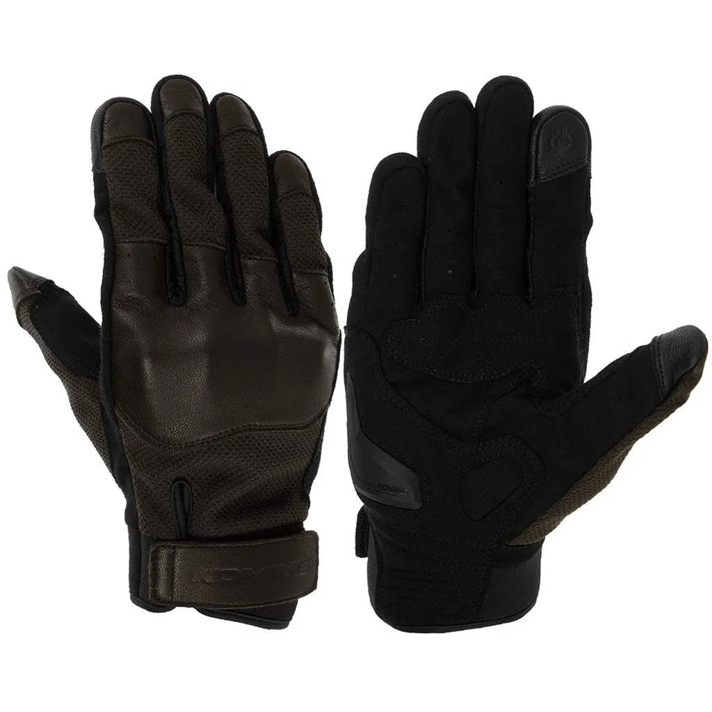 KOMINE GK-2563 CE PROTECT LEATHER MOTORCYCLE GLOVES TURTLE