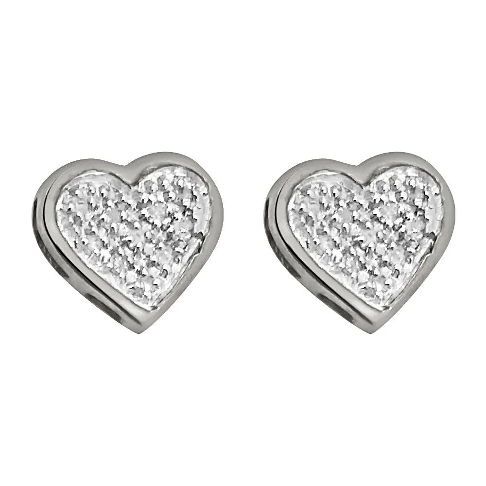 Ladies Heart Diamond Earrings .05cttw .925 Silver