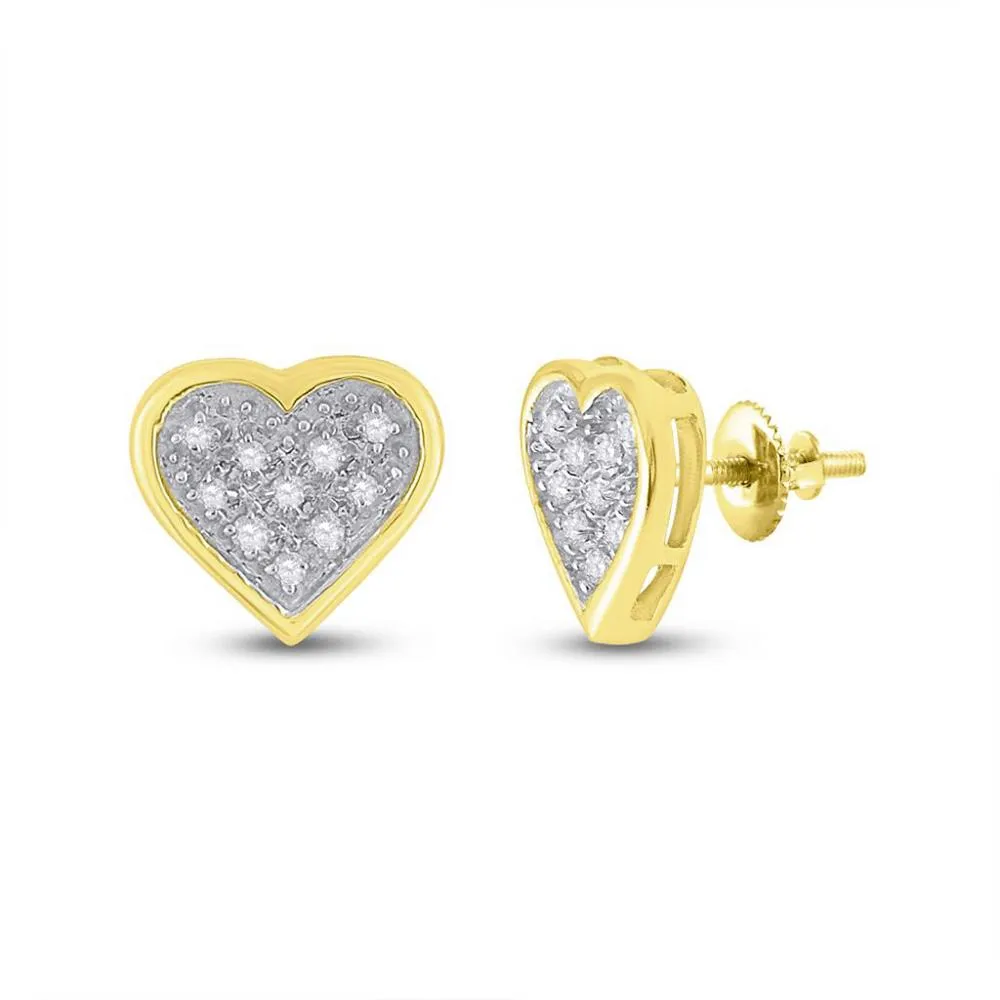 Ladies Heart Diamond Earrings .05cttw .925 Silver