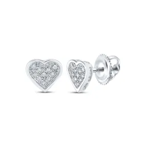 Ladies Heart Diamond Earrings .05cttw .925 Silver