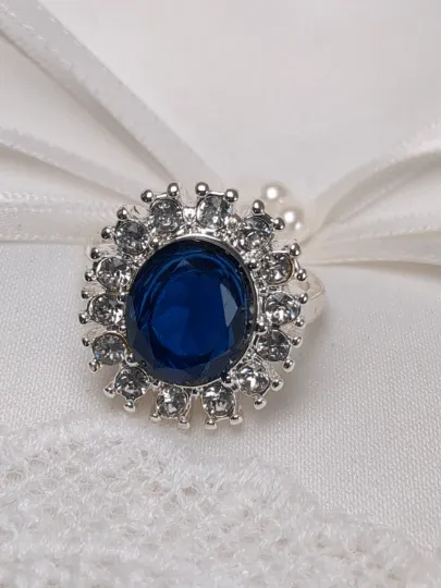 Lady Diana Sapphire and Crystal Stone Ring