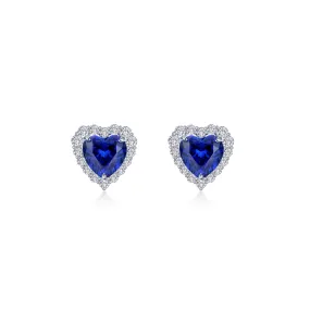 Lafonn Simulated Diamond & Fancy Lab Grown Sapphire Halo Heart Earrings SYE014SP00