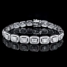 Large Emerald Eternity Diamond Bracelet 14kt