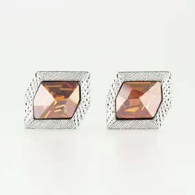 Large Hex Amber Crystal Cufflinks