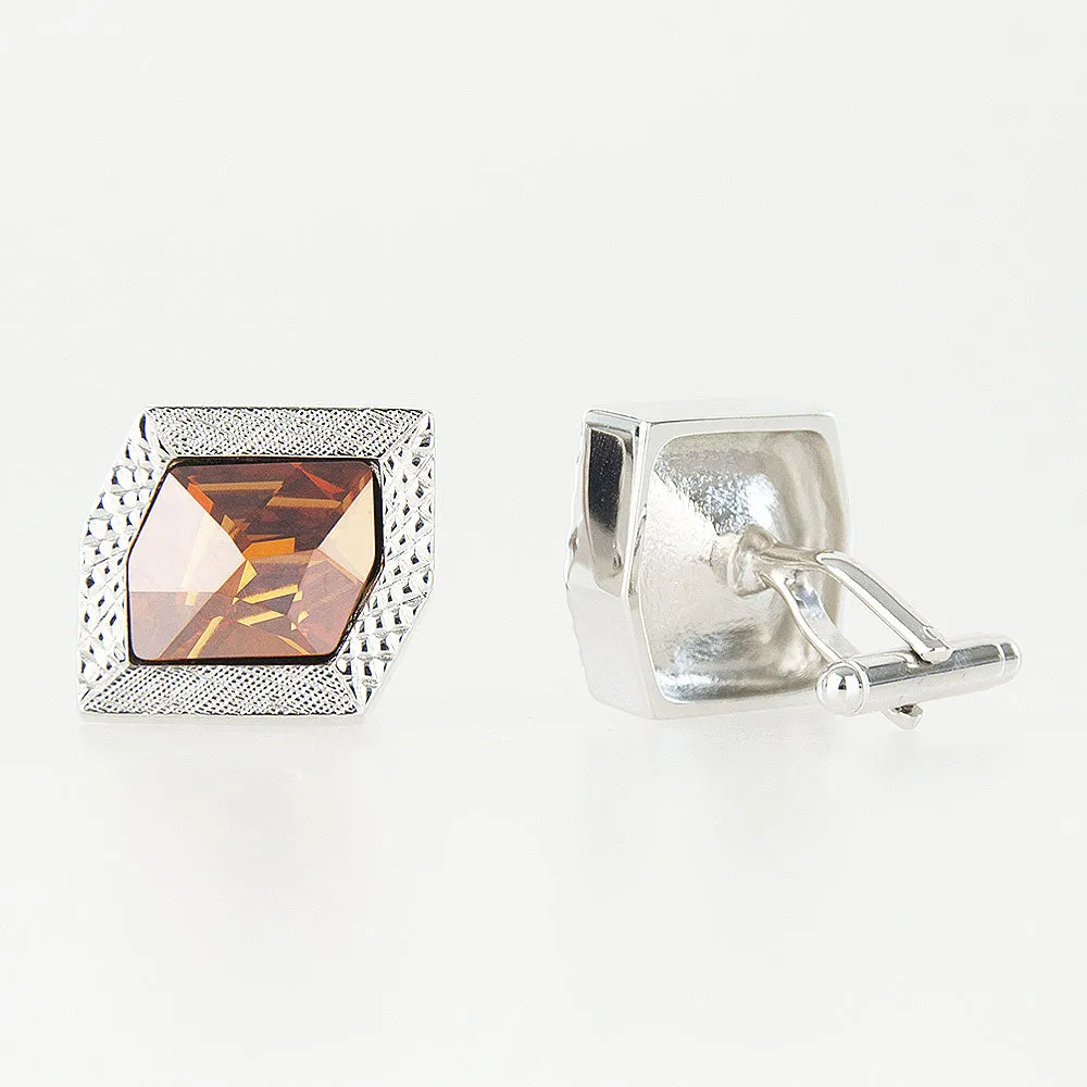 Large Hex Amber Crystal Cufflinks