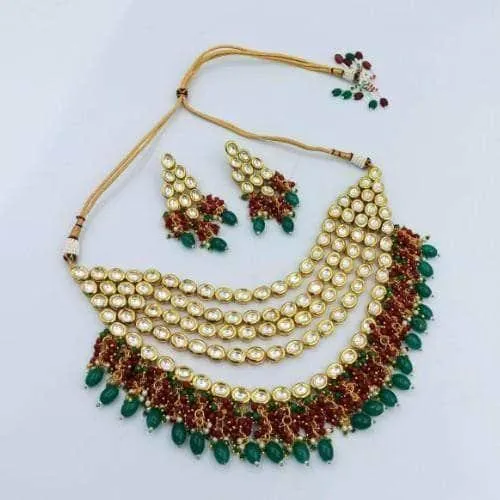 Layered Kundan Coral Hanging Set