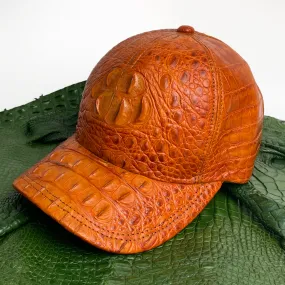 Light Brown Alligator Leather Baseball Cap - Men Crocodile Skin Hat | HAT-BRO-33