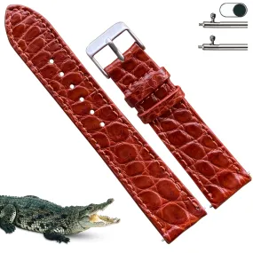 Light Brown Flat Alligator Leather Watch Band For Men | No-Padding | DH-26