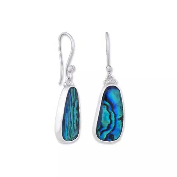 Lika Behar Ocean Collection Abalone and Rock Crystal Doublet Earrings with White Sapphires in Sterling Silver