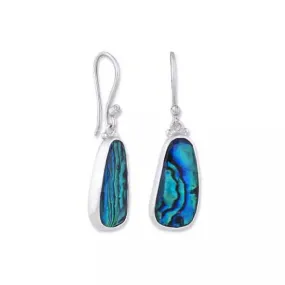 Lika Behar Ocean Collection Abalone and Rock Crystal Doublet Earrings with White Sapphires in Sterling Silver