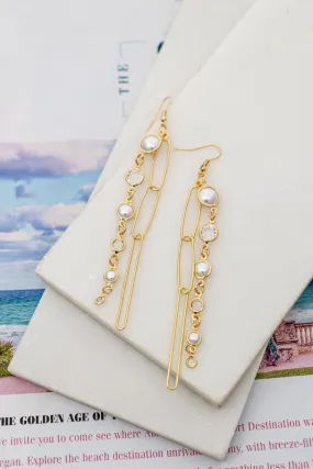 Linear Link Chain & Pearl Earrings