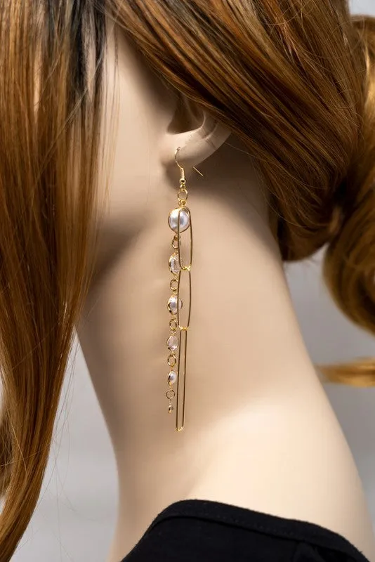 Linear Link Chain & Pearl Earrings