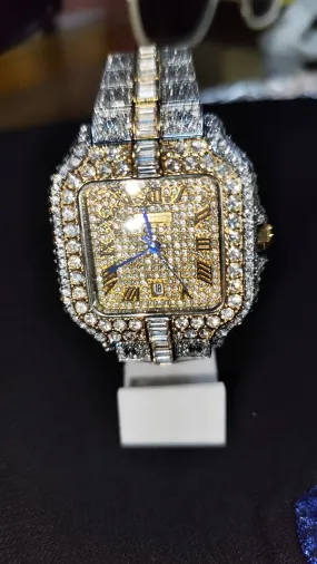 Luxury Premium Quality Ice Square Diamond Roman Numerals Watch For Men's| Exotic Ice Out Watch